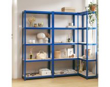 vidaXL 5-Layer Shelves 3 pcs Blue Steel and Engineered Wood