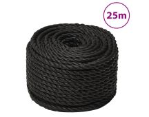 vidaXL Work Rope Black 10 mm 25 m Polypropylene