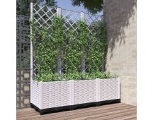 vidaXL Garden Planter with Trellis White 120x40x136 cm PP