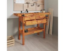 vidaXL Workbench with Drawers and Vices 124x52x83 cm Solid Wood Acacia