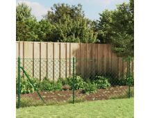 vidaXL Chain Link Fence with Spike Anchors Green 1x10 m