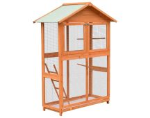 vidaXL Bird Cage Solid Pine & Fir Wood 125.5x59.5x164 cm