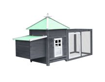 vidaXL Chicken Coop with Nest Box Grey 190x72x102 cm Solid Firwood