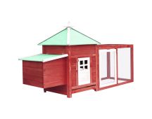 vidaXL Chicken Coop with Nest Box Red 190x72x102 cm Solid Firwood