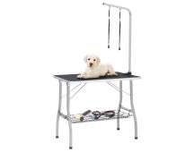 vidaXL Adjustable Dog Grooming Table with 2 Loops and Basket