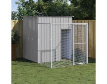 vidaXL Dog House with Run Light Grey 165x251x181 cm Galvanised Steel