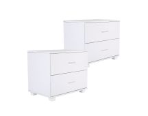 2X Bedside Table Side Storage Cabinet Nightstand Bedroom 2 Drawer Legs ETTA WHITE