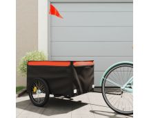vidaXL Bike Cargo Trailer Black and Orange 45 kg Iron