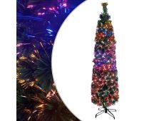 vidaXL Artificial Slim Christmas Tree with Stand 240 cm Fibre Optic