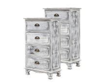 2X Bedside Table 4 Drawer Vintage Side Table Storage Cabinet Bedroom ADELINE GREY