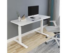 140cm Standing Desk Height Adjustable Sit Stand Motorised White Dual Motors Frame White Top