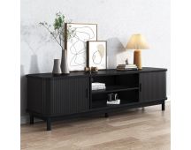 160cm Ribbed Black Entertainment Unit