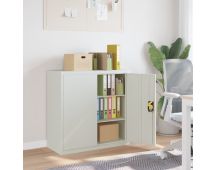 vidaXL Office Cabinet with 2 Doors Grey 90 cm Steel