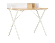 vidaXL Desk White and Natural 80x50x84 cm