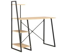 vidaXL Desk with Shelving Unit Black and Oak 102x50x117 cm