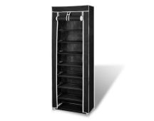 Fabric Shoe Cabinet with Cover 162 x 57 x 29 cm Black