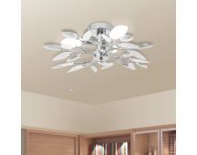 Ceiling Lamp White & Transparent Acrylic Crystal Leaf Arms 3 E14 Bulbs