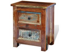 vidaXL Nightstand with 2 Drawers Solid Reclaimed Wood