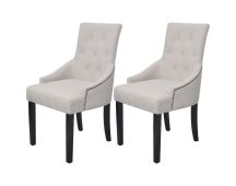 vidaXL Dining Chairs 2 pcs Cream Grey Fabric