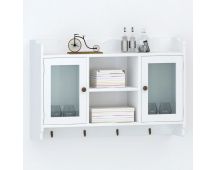 vidaXL Wall Cabinet Display Shelf Book/DVD/Glass Storage White MDF