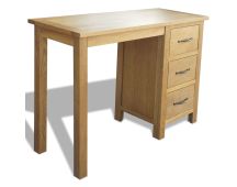 vidaXL Desk with 3 Drawers 106x40x75 cm Solid Oak Wood