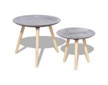 vidaXL Two Piece Side Table/Coffee Table Set 55 cm&44 cm Concrete Grey