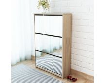 vidaXL Shoe Cabinet 3-Layer Mirror Oak 63x17x102.5 cm