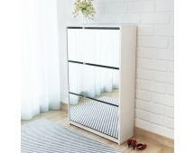 vidaXL Shoe Cabinet 3-Layer Mirror White 63x17x102.5 cm