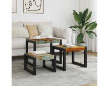 vidaXL Three Piece Nesting Tables Solid Reclaimed Wood