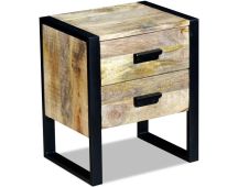 vidaXL Side Table with 2 Drawers Solid Mango Wood 43x33x51 cm