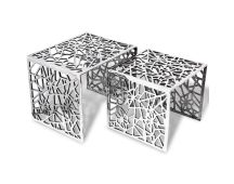 vidaXL Two Piece Side Tables Square Aluminium Silver