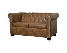 vidaXL Chesterfield Sofa 2-Seater Artificial Leather Brown