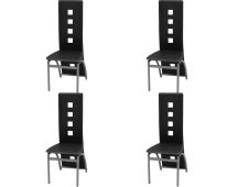 vidaXL Dining Chairs 4 pcs Black Faux Leather