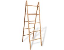 vidaXL Double Towel Ladder with 5 Rungs Bamboo 50x160 cm