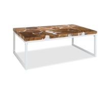 vidaXL Coffee Table Teak Resin 110x60x40 cm White and Brown