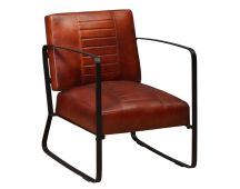 vidaXL Lounge Chair Brown Genuine Leather