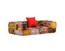 vidaXL 2-Seater Modular Pouffe Patchwork Fabric