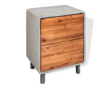 vidaXL Nightstand Concrete Solid Acacia Wood 40x30x50 cm