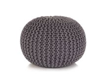 vidaXL Hand-Knitted Pouffe Cotton 50x35 cm Grey