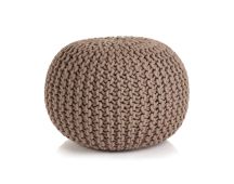 vidaXL Hand-Knitted Pouffe Cotton 50x35 cm Brown