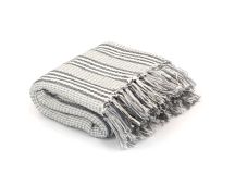 vidaXL Throw Cotton Stripes 160x210 cm Grey and White