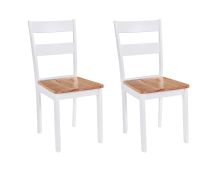 vidaXL Dining Chairs 2 pcs White Solid Rubber Wood