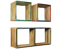 vidaXL Wall Shelf Set 3 pcs Multicolour Solid Reclaimed Teak