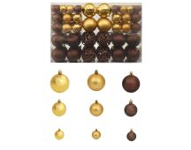 vidaXL 100 Piece Christmas Ball Set 3/4/6 cm Brown/Bronze/Gold