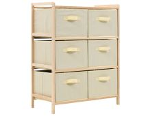 vidaXL Storage Rack with 6 Fabric Baskets Cedar Wood Beige