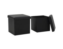 vidaXL Folding Storage Stools 2 pcs Black Faux Leather