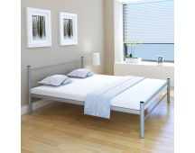 vidaXL Bed Frame without Mattress Grey Metal Queen Size