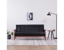 vidaXL 3-Seater Sofa Black Faux Leather