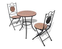 vidaXL 3 Piece Bistro Set Ceramic Tile Terracotta