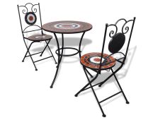 vidaXL 3 Piece Bistro Set Ceramic Tile Terracotta and White